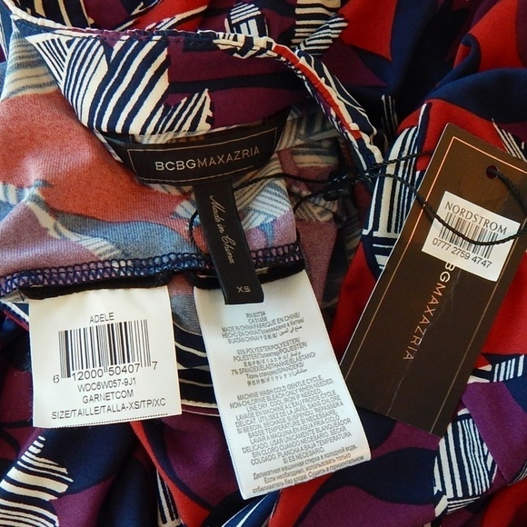 BCBGMaxazria BCBG Adele Garnet Print Wrap Style Jersey Stretch Dress New NWT XS - Picture 5 of 5